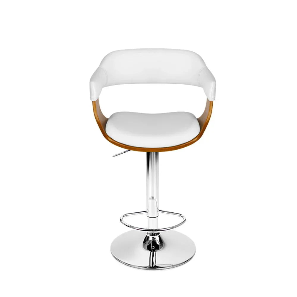 Artiss Bar Stools Gas Lift Leather w/Armrest White - Mekamart Australia