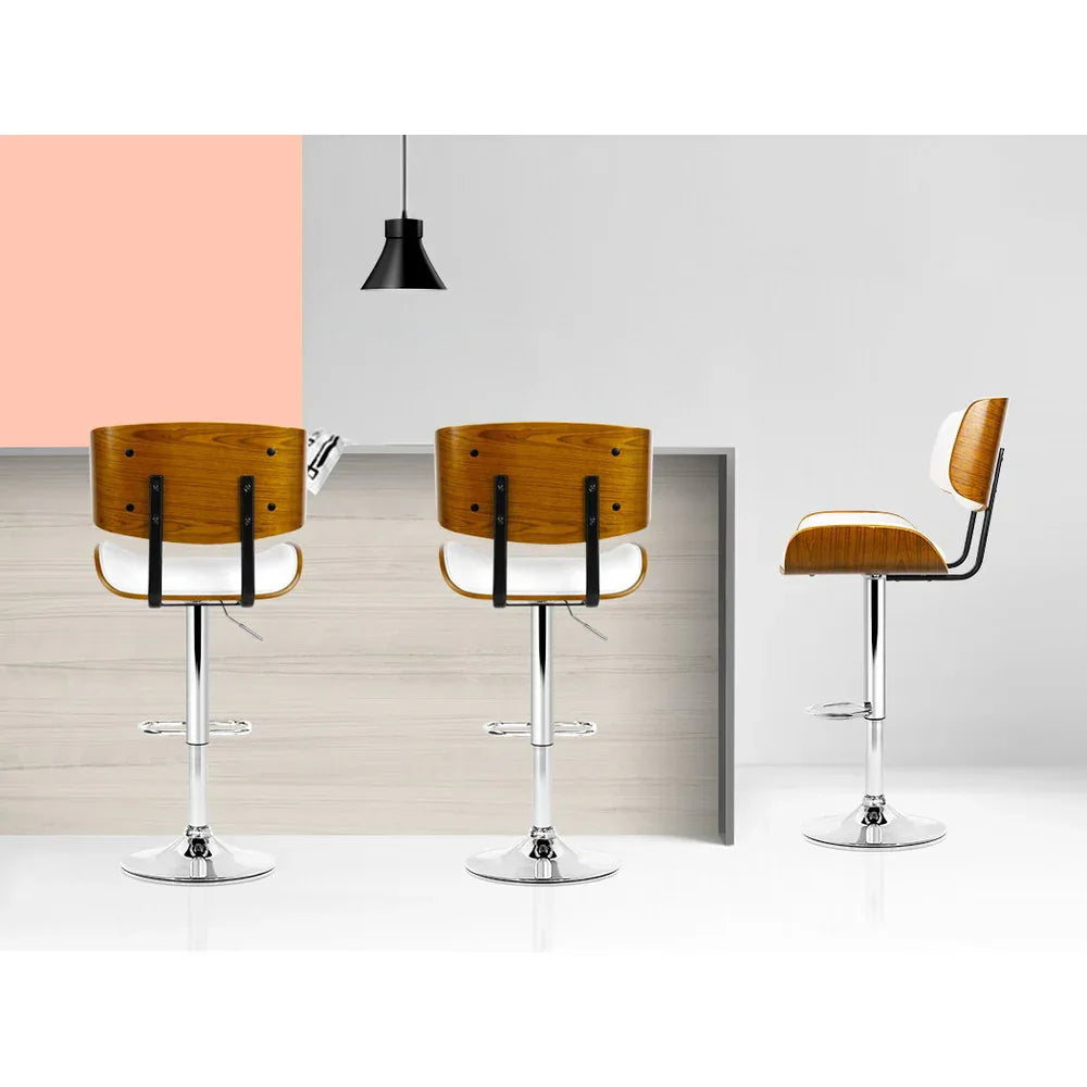 Artiss Bar Stools Gas Lift Leather White - Mekamart Australia