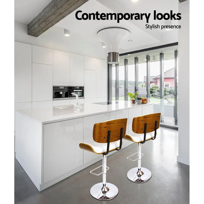 Artiss 2x Bar Stools Gas Lift Leather White - Mekamart Australia