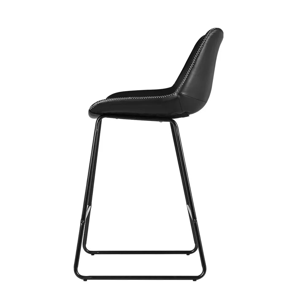 Artiss Bar Stools Kitchen Counter Barstools Leather Metal Chairs Black x2 - Mekamart Australia