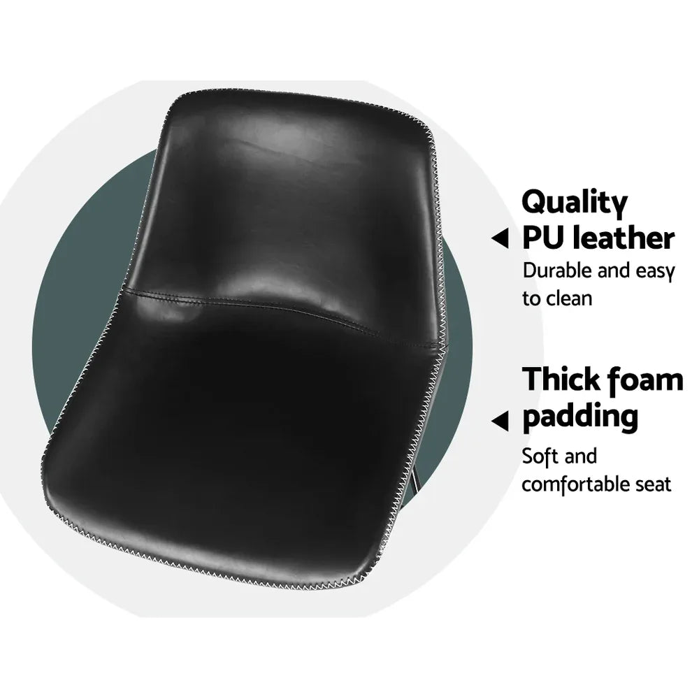Artiss Bar Stools Kitchen Counter Barstools Leather Metal Chairs Black x2 - Mekamart Australia