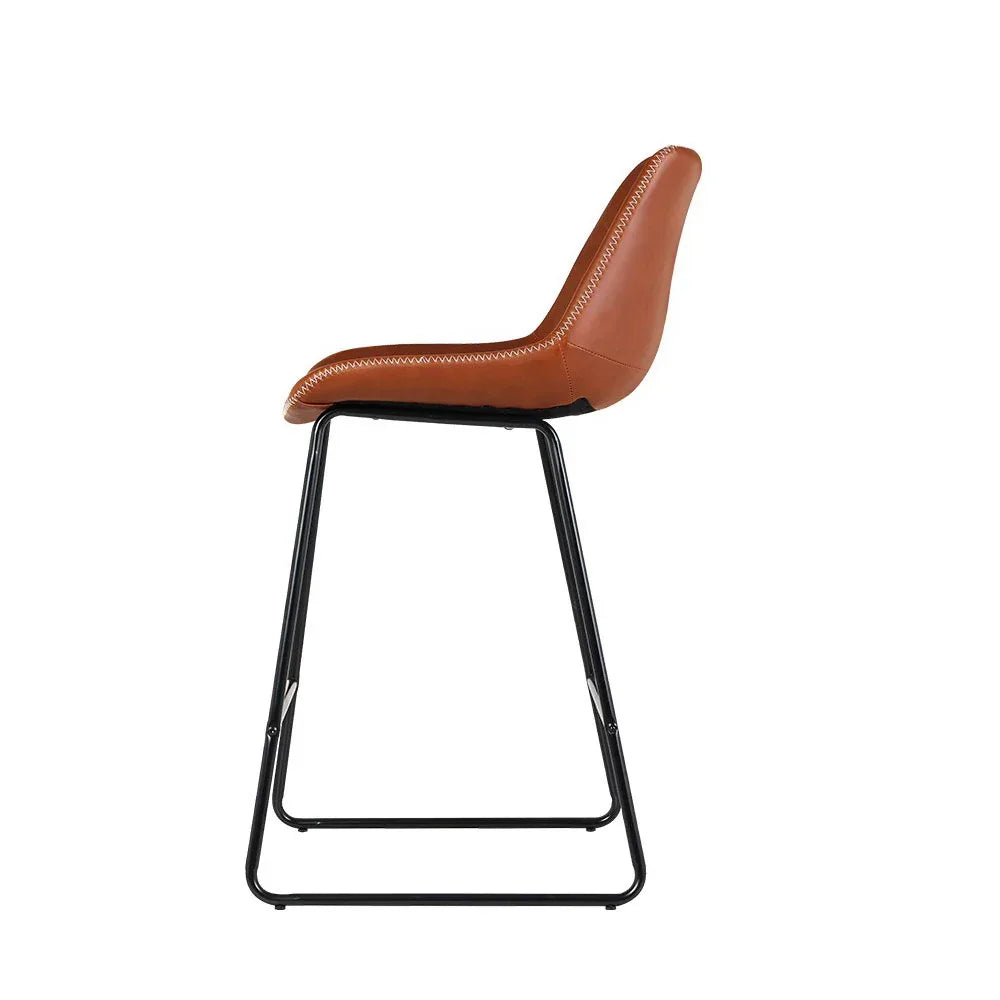 Artiss Bar Stools Kitchen Counter Barstools Leather Metal Chairs Brown x2 - Mekamart Australia