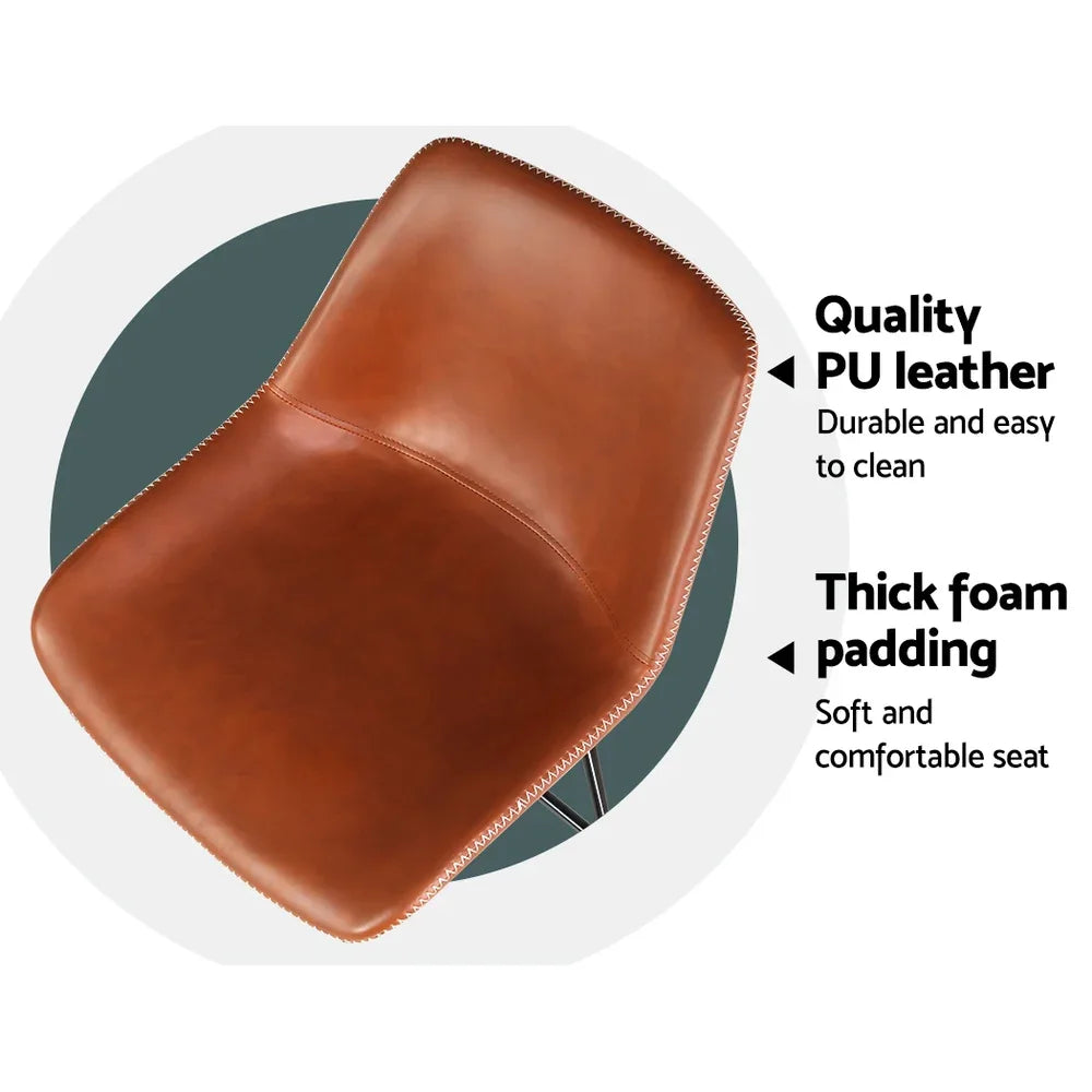 Artiss Bar Stools Kitchen Counter Barstools Leather Metal Chairs Brown x2 - Mekamart Australia