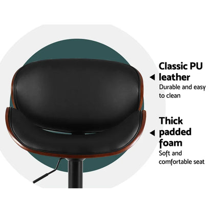 Artiss Bar Stools Kitchen Leather Barstools Swivel Gas Lift Vintage Chairs Black - Mekamart Australia
