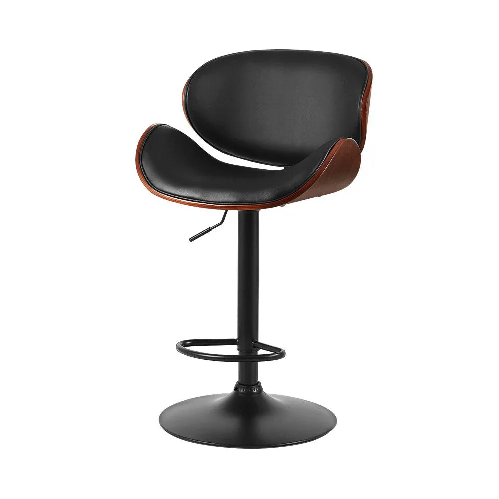 Artiss Bar Stools Kitchen Leather Barstools Swivel Gas Lift Vintage Chairs Black - Mekamart Australia