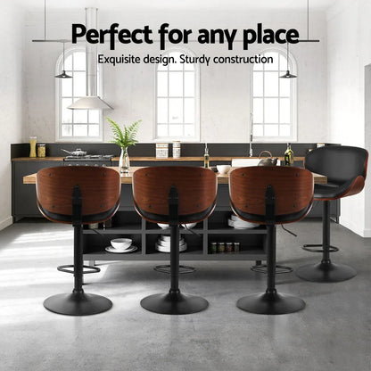 Artiss 4x Bar Stools Gas Lift Leather Padded Black - Mekamart Australia