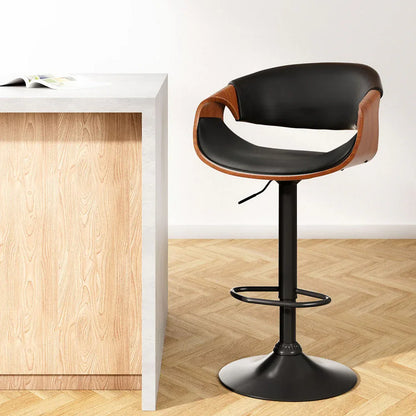 Artiss Bar Stools Gas Lift Leather w/Armrest - Mekamart Australia