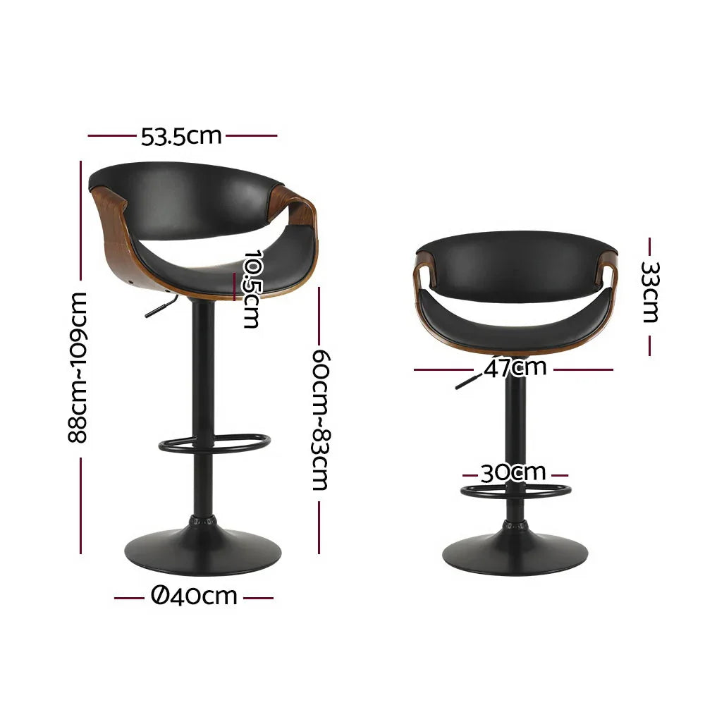 Artiss Bar Stools Gas Lift Leather w/Armrest - Mekamart Australia