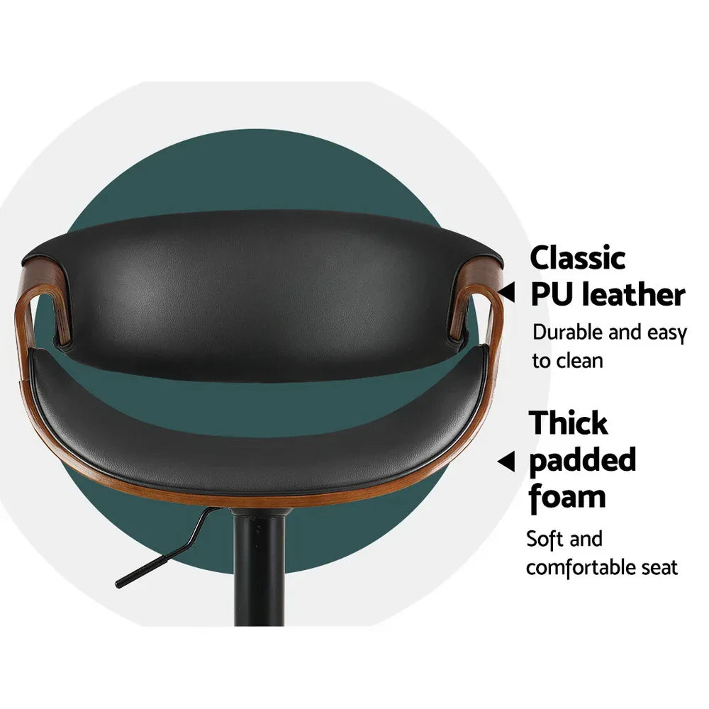 Artiss 2x Bar Stools Gas Lift Leather w/Armrest - Mekamart Australia