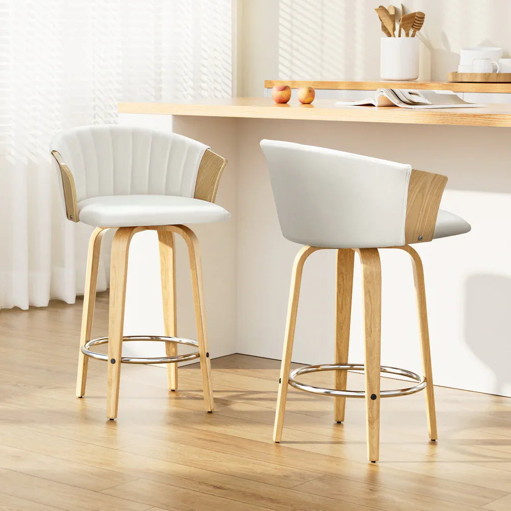 Artiss Bar Stools Kitchen Leather Barstools Swivel Counter Chairs x2 - Mekamart Australia
