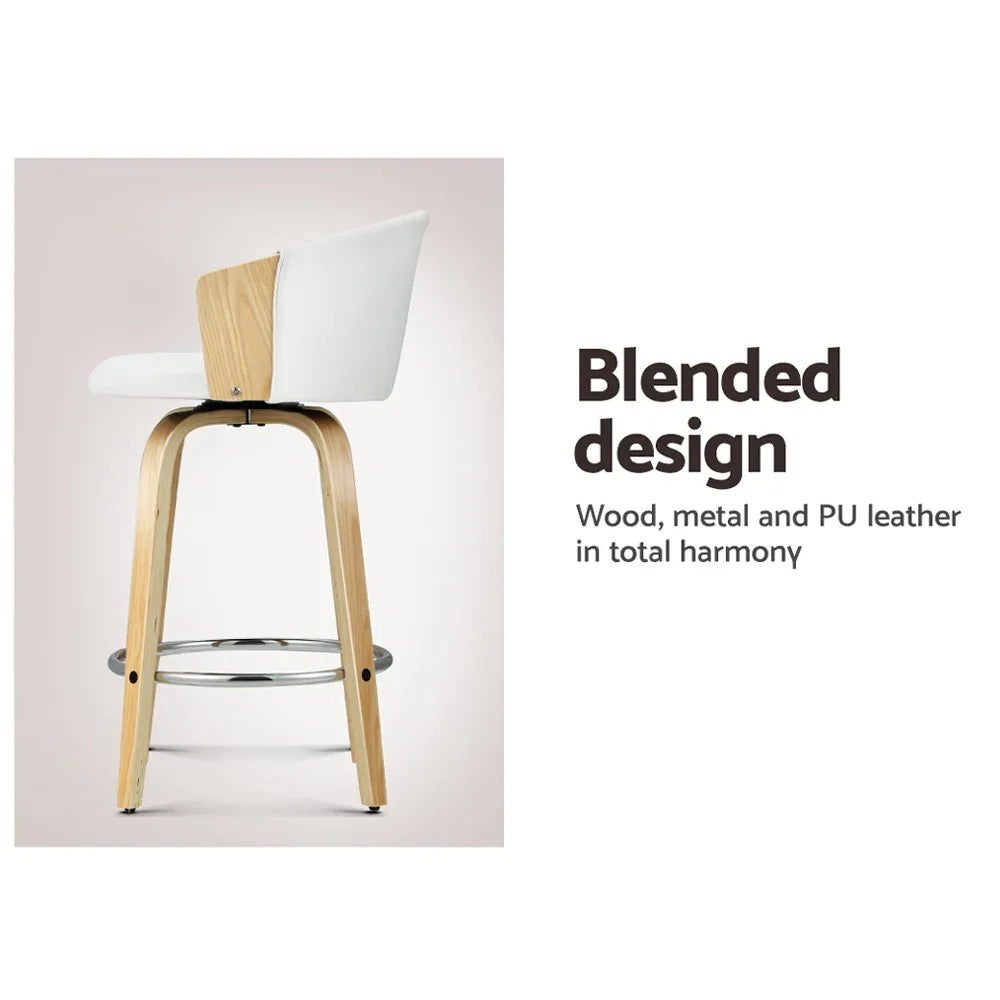 Artiss Bar Stools Kitchen Leather Barstools Swivel Counter Chairs x2 - Mekamart Australia