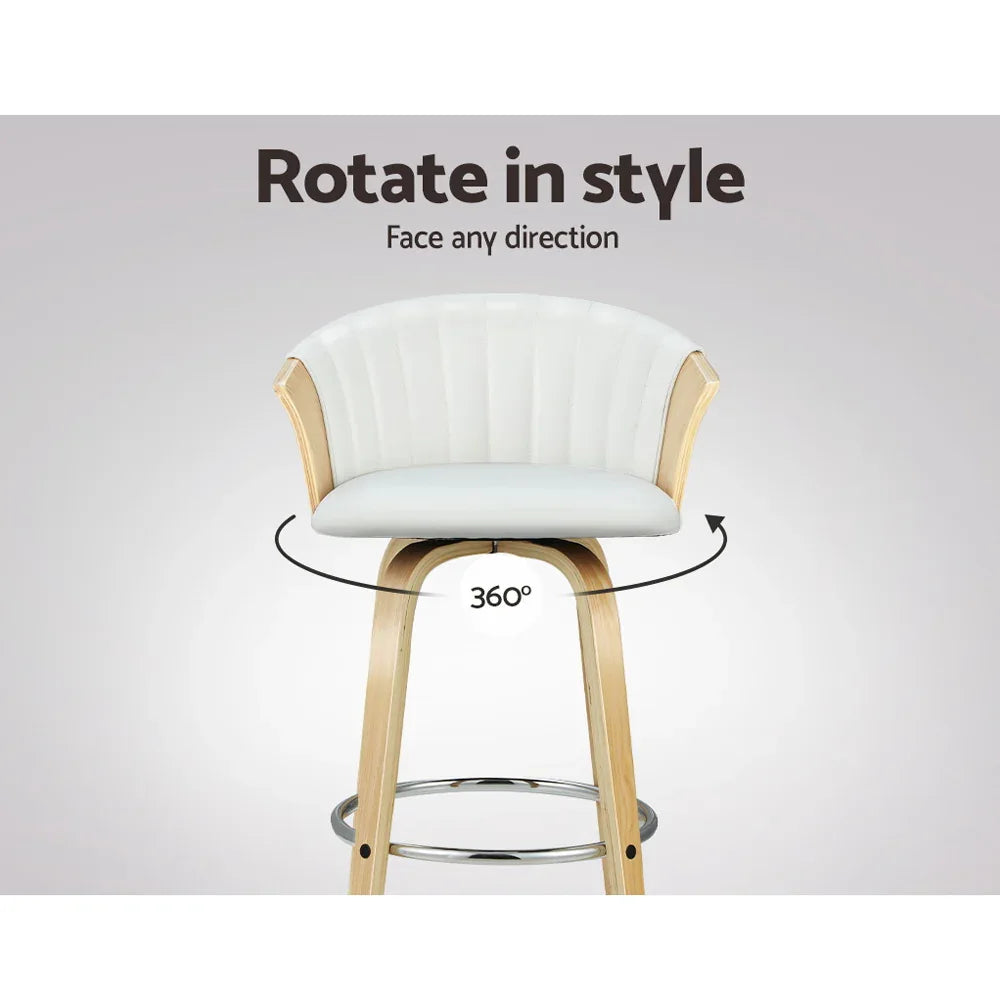 Artiss Bar Stools Kitchen Leather Barstools Swivel Counter Chairs x2 - Mekamart Australia