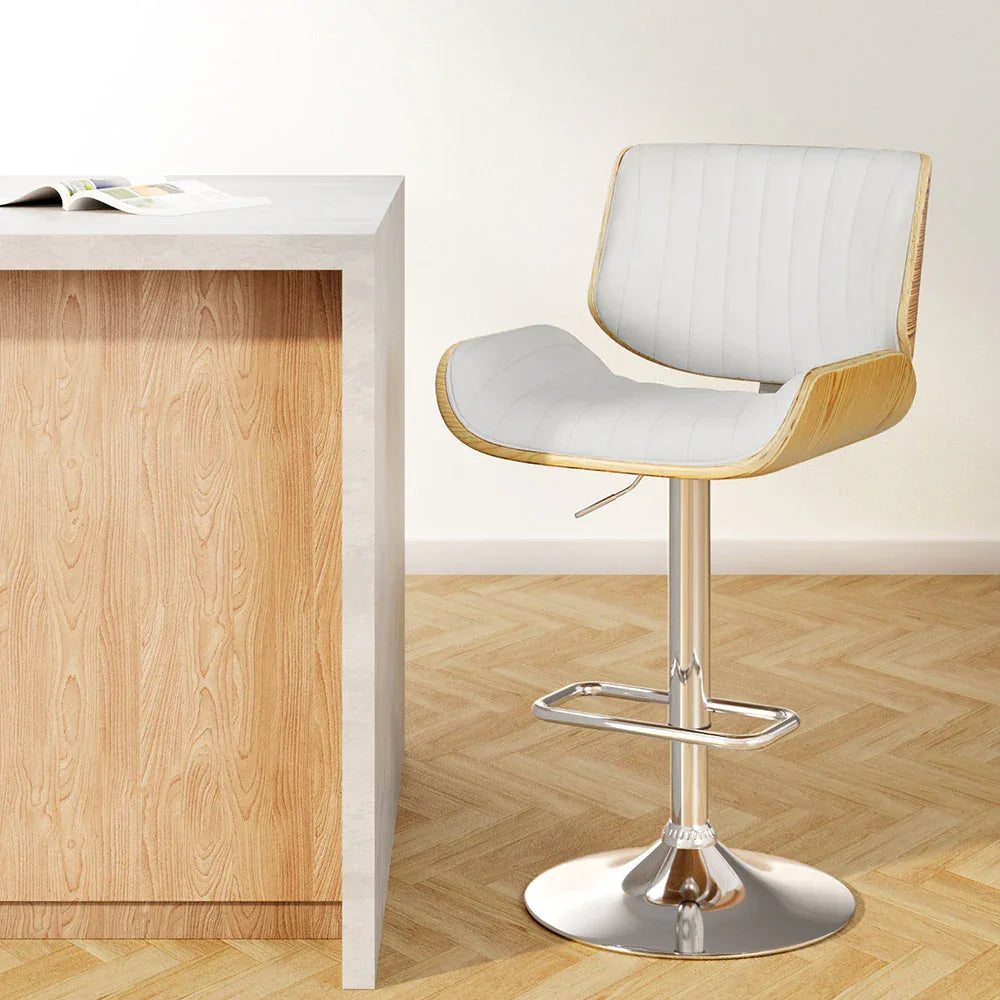 Artiss Bar Stools Swivel Leather Chairs Wooden - Mekamart Australia
