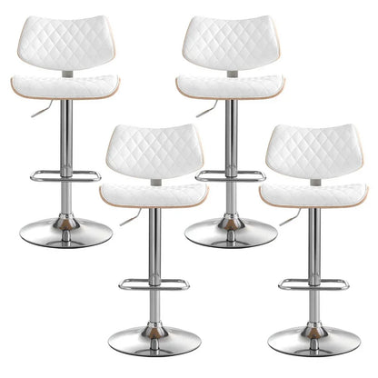 Artiss 4x Bar Stools Kitchen Dining Chairs Gas Lift Stool Wooden Leather White - Mekamart Australia
