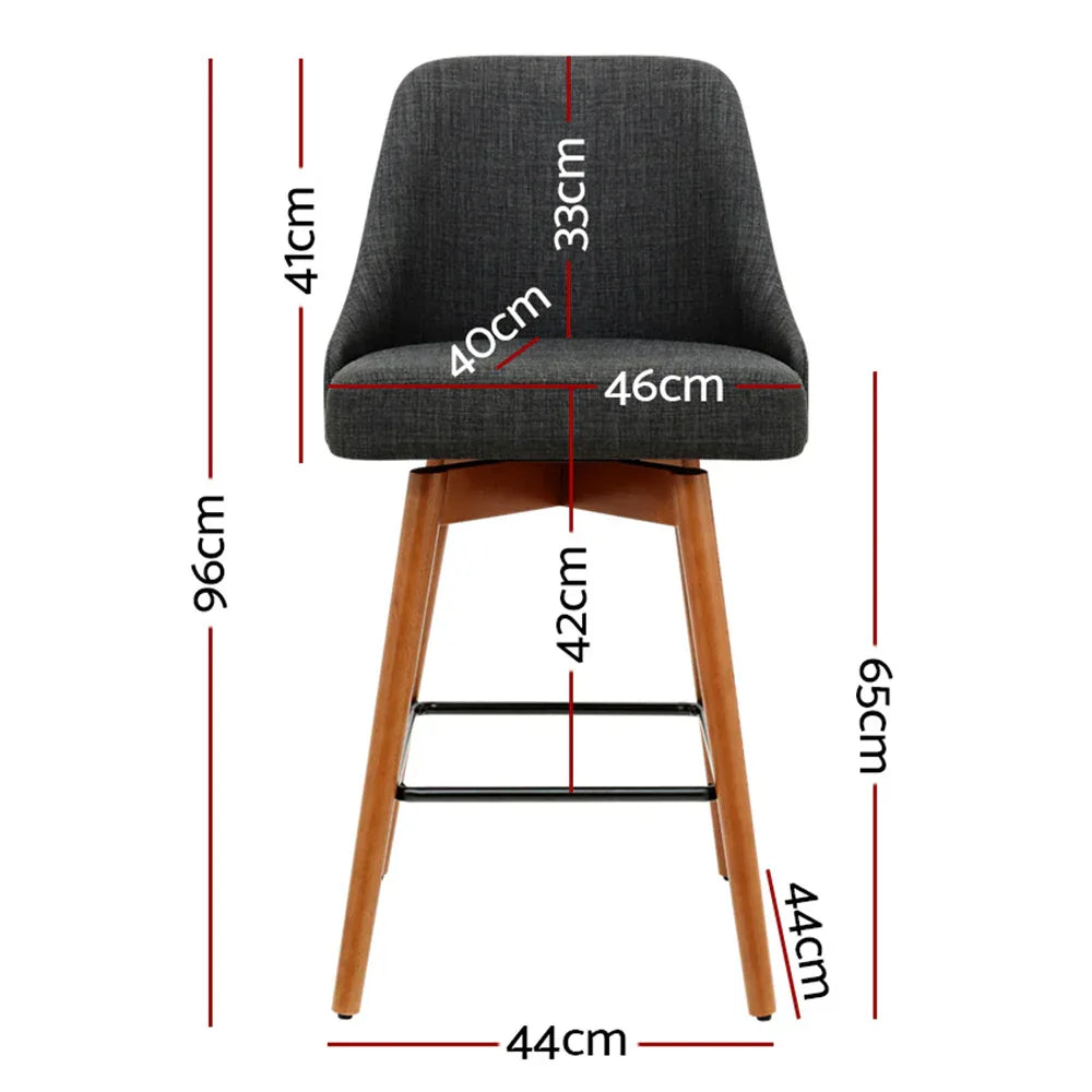 Artiss 4x Bar Stools Swivel Seat Wooden Charcoal - Mekamart Australia