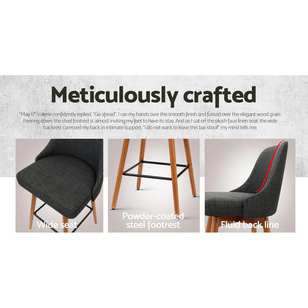 Artiss 4x Bar Stools Swivel Seat Wooden Charcoal - Mekamart Australia