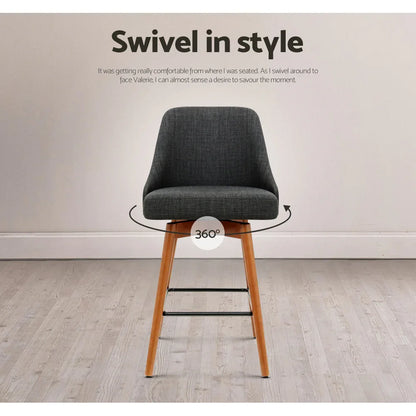 Artiss 4x Bar Stools Swivel Seat Wooden Charcoal - Mekamart Australia