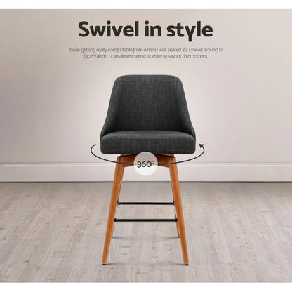Artiss 4x Bar Stools Swivel Seat Wooden Charcoal - Mekamart Australia
