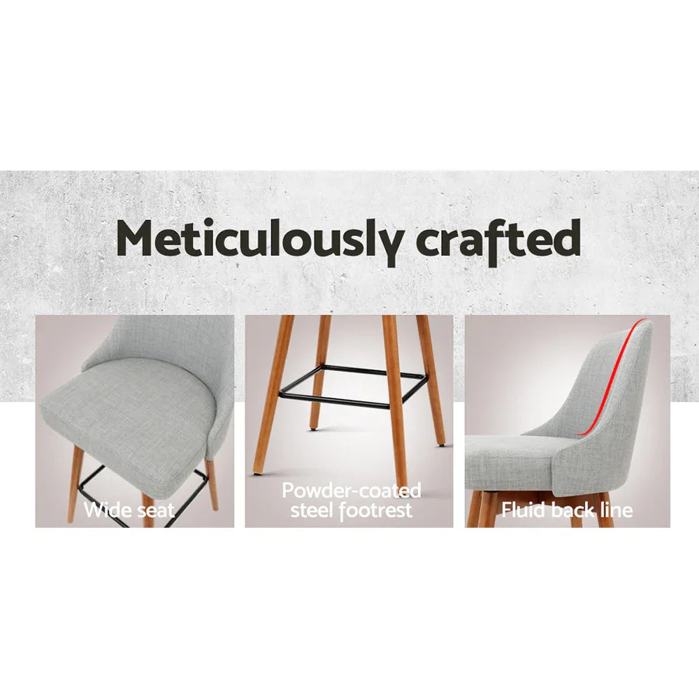 Artiss 2x Bar Stools Swivel Seat Wooden Grey - Mekamart Australia