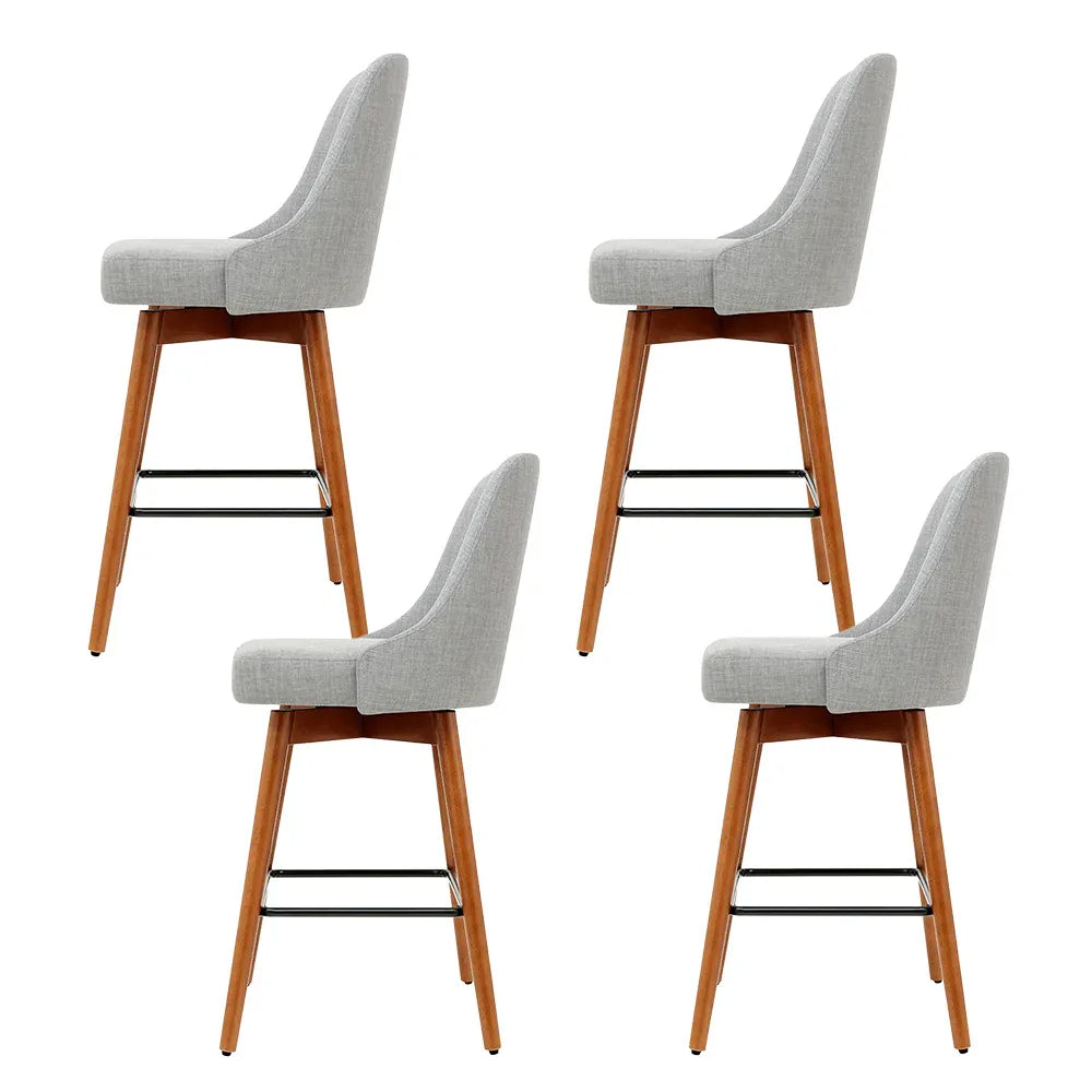 Artiss 4x Bar Stools Swivel Seat Wooden Grey - Mekamart Australia
