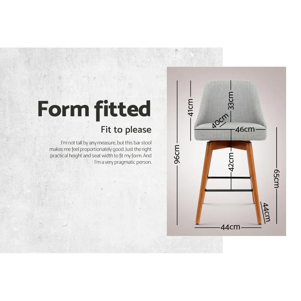 Artiss 4x Bar Stools Swivel Seat Wooden Grey - Mekamart Australia