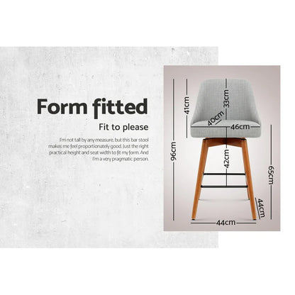 Artiss 4x Bar Stools Swivel Seat Wooden Grey - Mekamart Australia