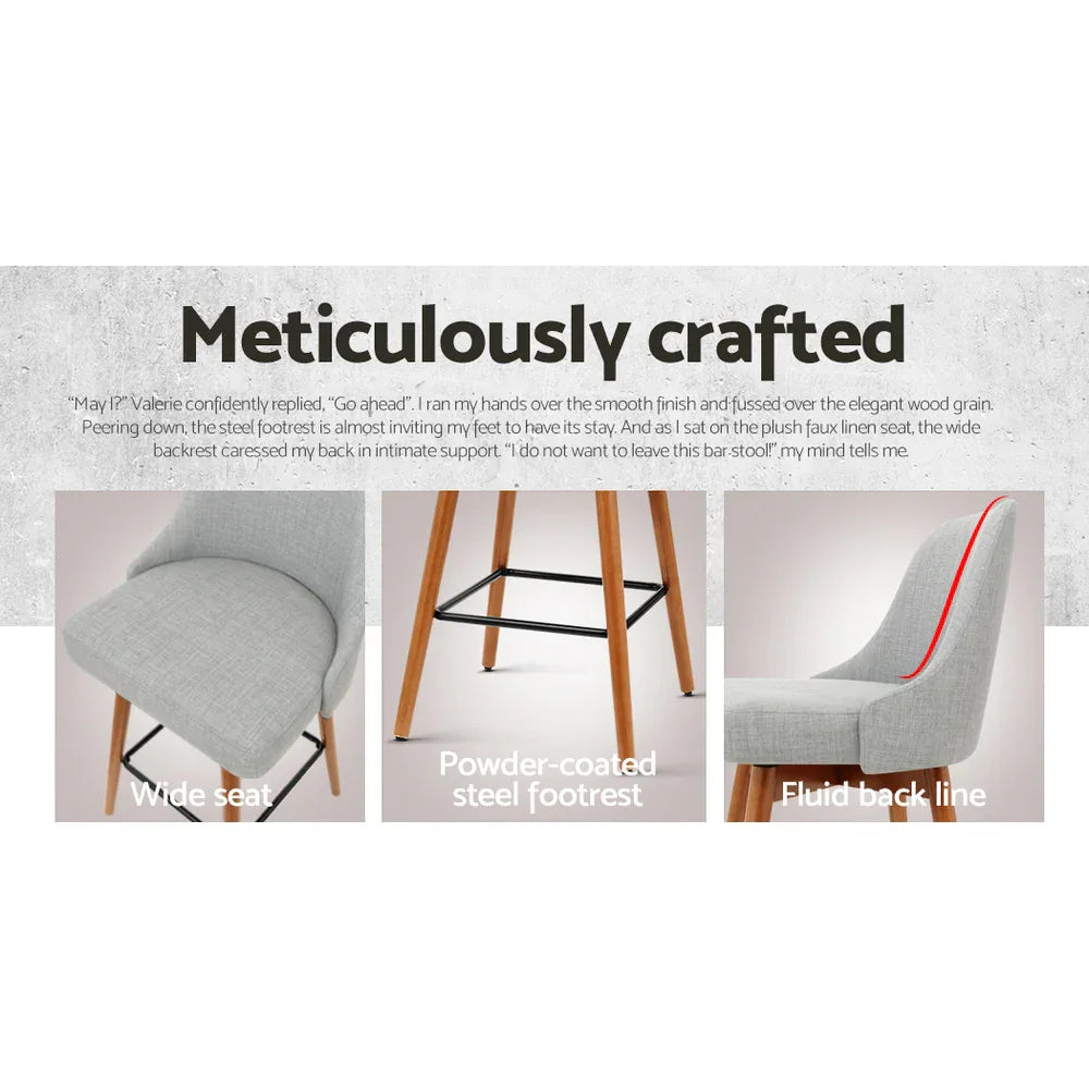 Artiss 4x Bar Stools Swivel Seat Wooden Grey - Mekamart Australia