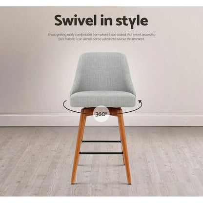 Artiss 4x Bar Stools Swivel Seat Wooden Grey - Mekamart Australia