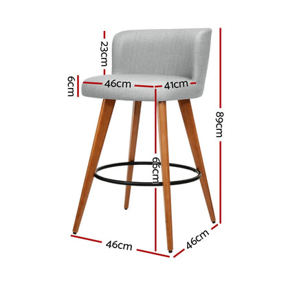 Artiss 4x Bar Stools Linen Padded Wooden Grey - Mekamart Australia