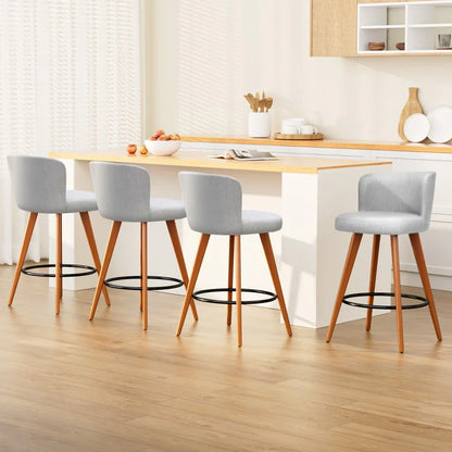 Artiss 4x Bar Stools Linen Padded Wooden Grey - Mekamart Australia