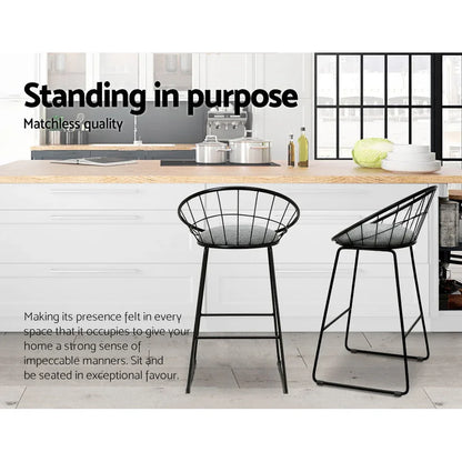 Artiss 2x Bar Stools Padded Seat Metal - Mekamart Australia