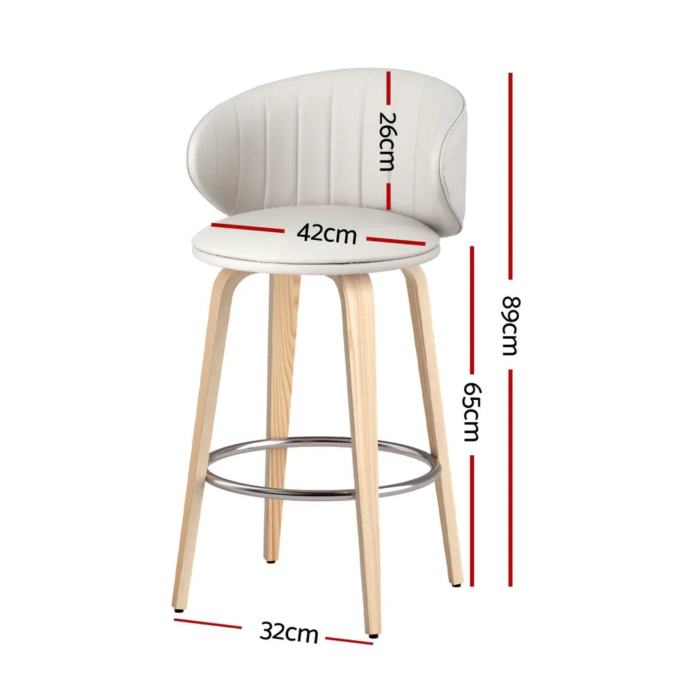 4x Artiss Bar Stools Dining Chairs Contoured Leather Wood Stool - Mekamart Australia