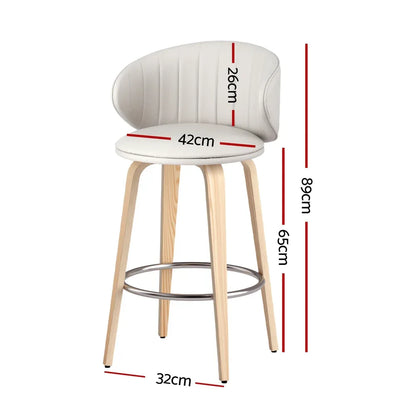 4x Artiss Bar Stools Dining Chairs Contoured Leather Wood Stool - Mekamart Australia