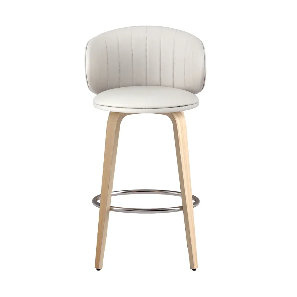 4x Artiss Bar Stools Dining Chairs Contoured Leather Wood Stool - Mekamart Australia