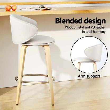 4x Artiss Bar Stools Dining Chairs Contoured Leather Wood Stool - Mekamart Australia