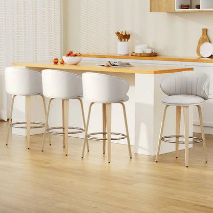 4x Artiss Bar Stools Dining Chairs Contoured Leather Wood Stool - Mekamart Australia