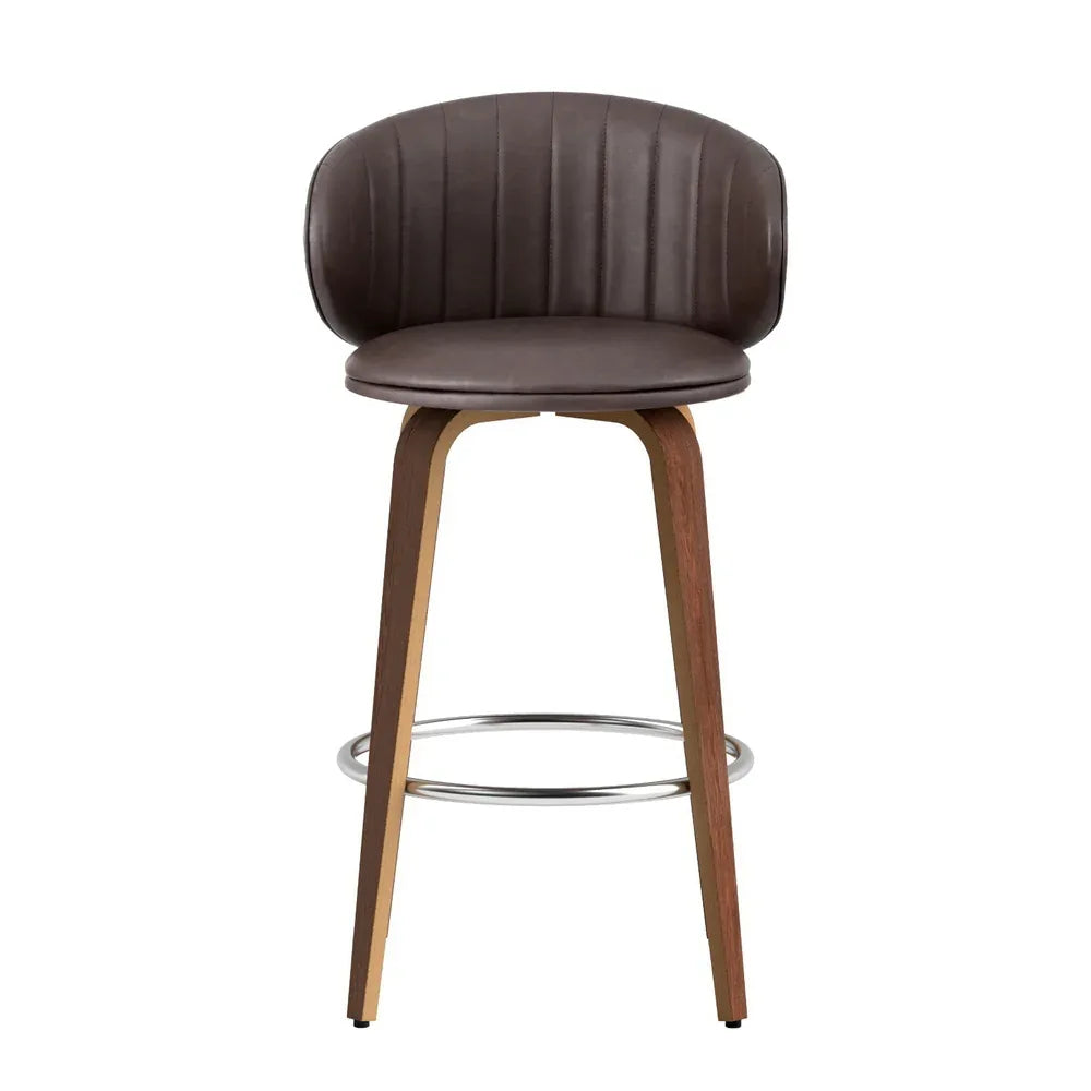 4x Artiss Bar Stools Dining Chairs Contoured Leather Wood Stool - Mekamart Australia
