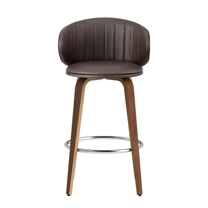 4x Artiss Bar Stools Dining Chairs Contoured Leather Wood Stool - Mekamart Australia