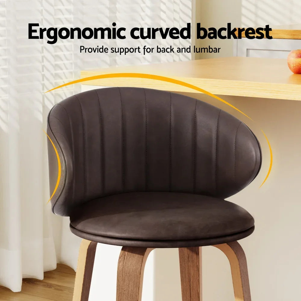 4x Artiss Bar Stools Dining Chairs Contoured Leather Wood Stool - Mekamart Australia