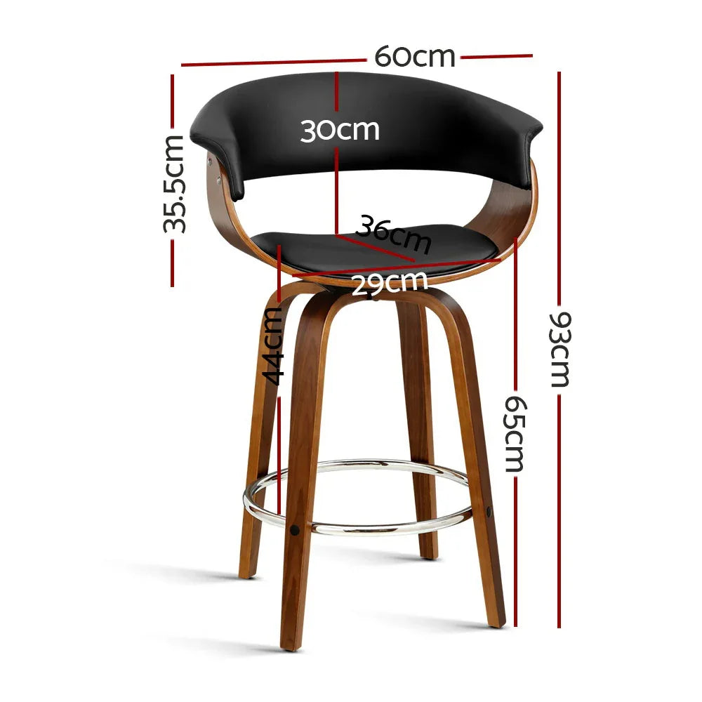 Artiss Bar Stools Swivel PU Seat Wooden - Mekamart Australia