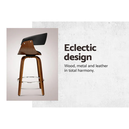Artiss Bar Stools Swivel PU Seat Wooden - Mekamart Australia