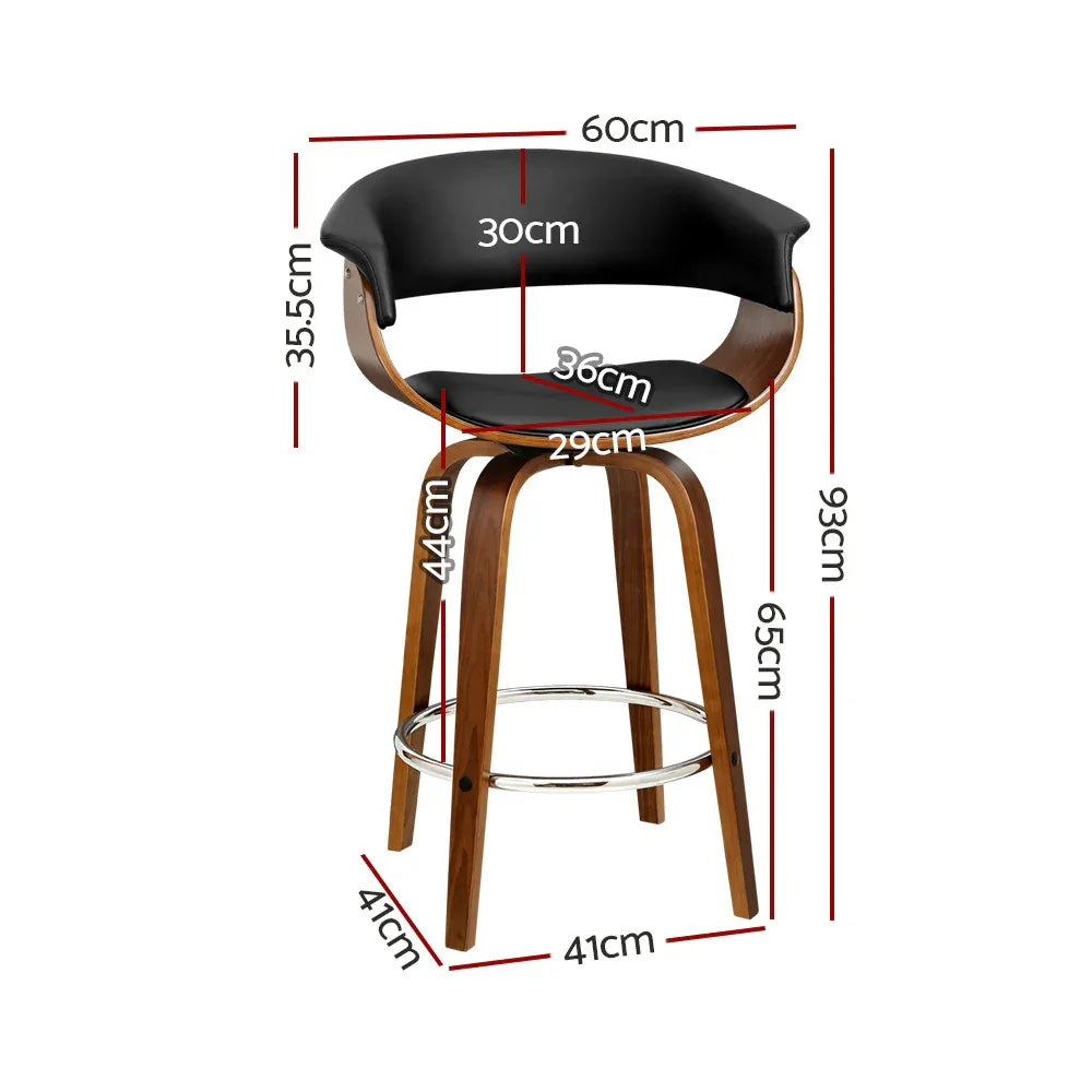 Artiss 2x Bar Stools Swivel PU Seat Wooden - Mekamart Australia