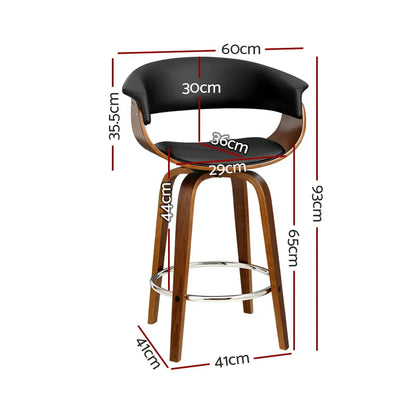Artiss 2x Bar Stools Swivel PU Seat Wooden - Mekamart Australia
