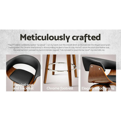Artiss 2x Bar Stools Swivel PU Seat Wooden - Mekamart Australia