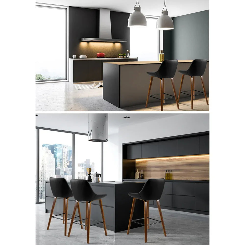 Artiss 2x Bar Stools PU Seat Wooden - Mekamart Australia