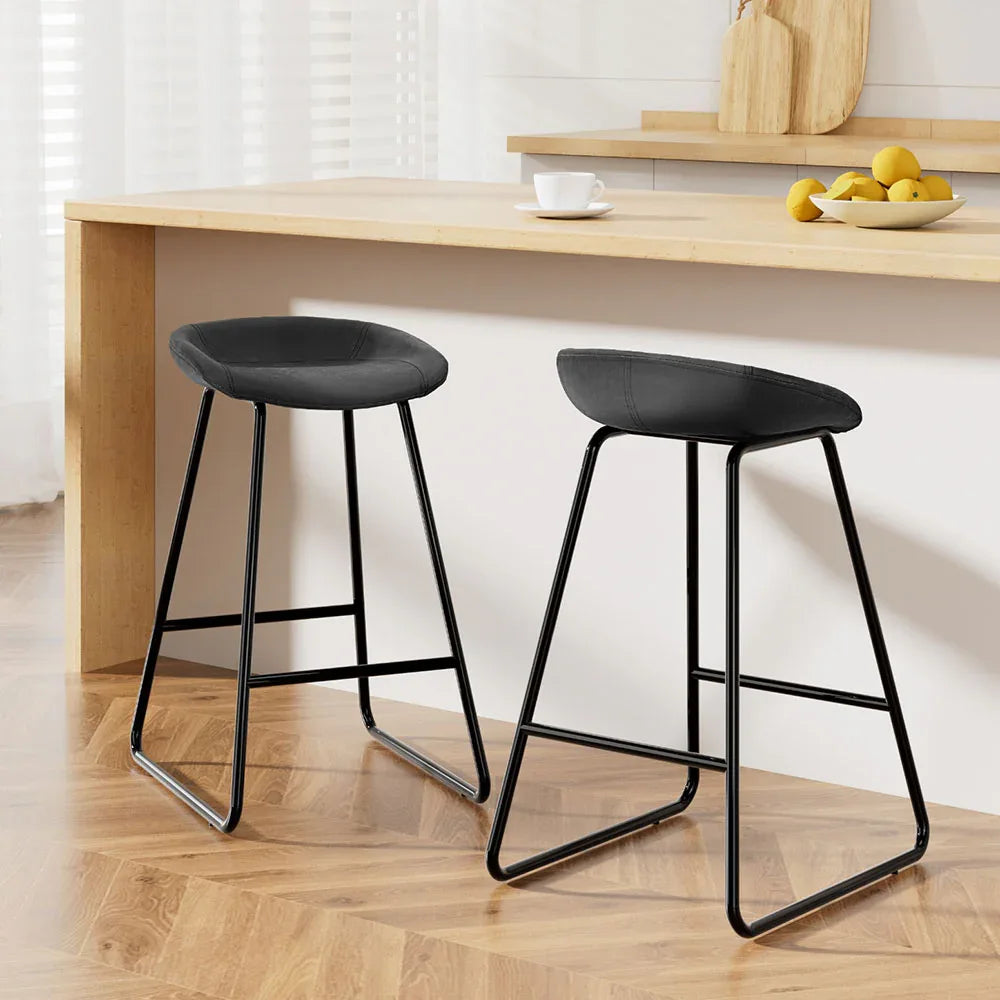 Artiss 2x Bar Stools Kitchen Dining Chairs Counter Stool PU Leather Metal - Mekamart Australia