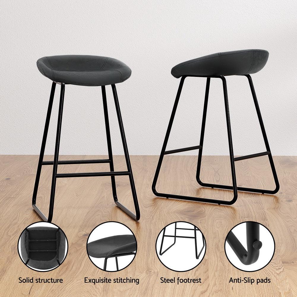 Artiss 4x Bar Stools Kitchen Dining Chairs Counter Stool PU Leather Metal - Mekamart Australia