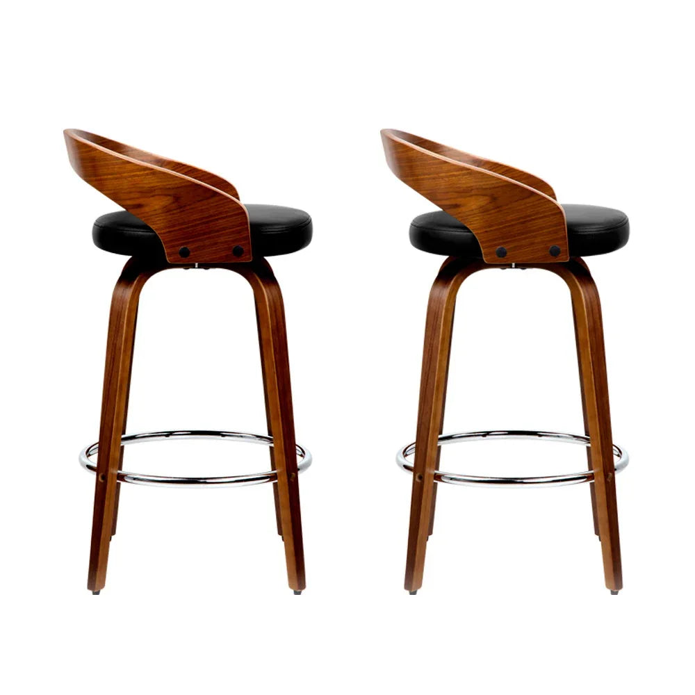 Artiss 2x Bar Stools Swivel Seat Curving Backrest - Mekamart Australia
