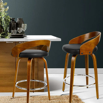 Artiss 2x Bar Stools Swivel Seat Curving Backrest - Mekamart Australia