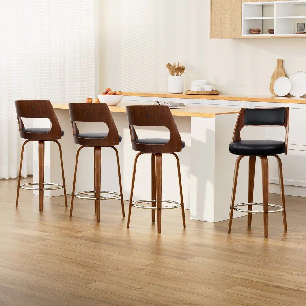 Artiss 4x Bar Stools Swivel Leather Chair 76cm - Mekamart Australia